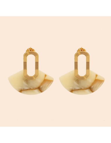 Boucles d'oreilles BETH Marbre Blanc pas cher