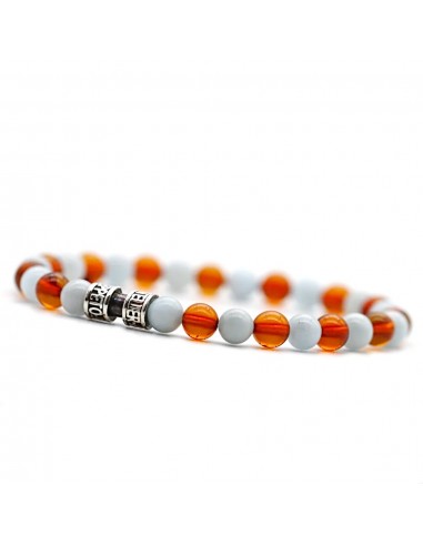 Bracelet duo aigue-marine & ambre- 6mm à prix réduit toute l'année