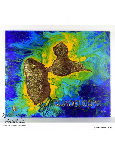 "LA GUADELOUPE BLEU D'OUTREMER" - WINRHAWK - TABLEAU DE GUADELOUPE brillant des détails fins