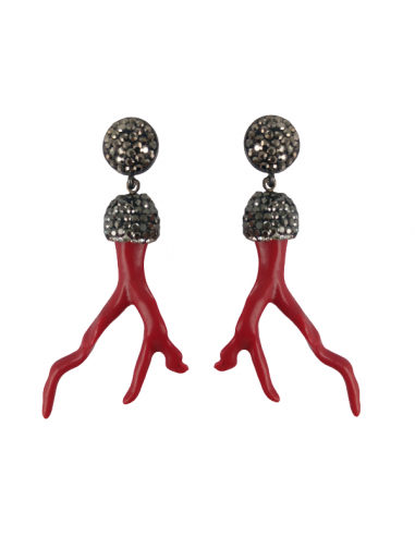 BOUCLES D'OREILLES BRANCHE ROUGE pas chere