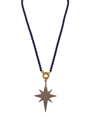 COLLIER STAR PERLE BLEU destockage