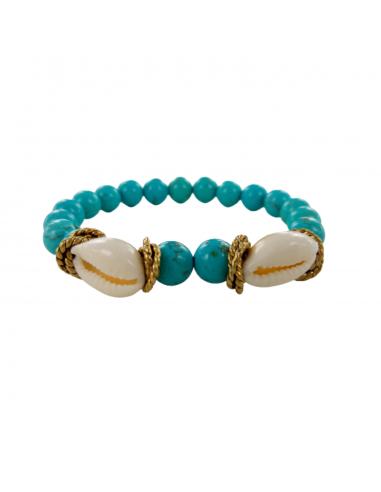 BRACELET DOUBLE COQUILLAGE PERLE AGATE Profitez des Offres !