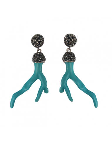 BOUCLES D'OREILLES BRANCHE TURQUOISE paiement sécurisé