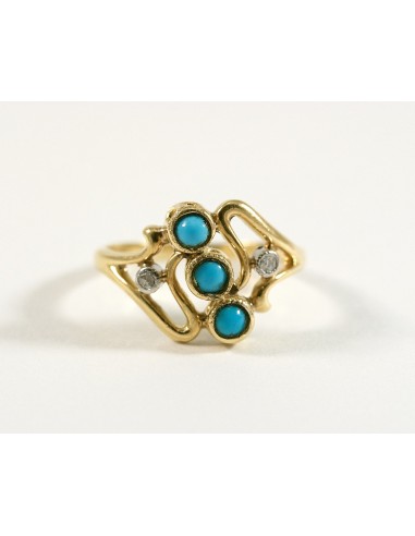 Bague volute or jaune et turquoise en ligne