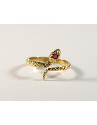 Bague serpent or jaune et rubis de votre