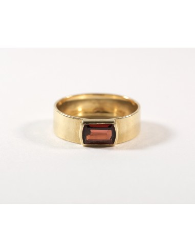 Bague jonc plat or jaune et grenat 50-70% off 