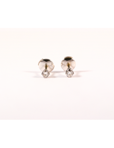 Paire de puces d'oreilles or gris et diamants les ctes