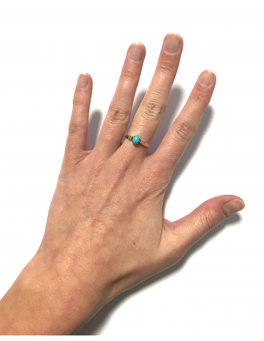 Bague Solitaire or (presque) rouge turquoise et diamants Pour