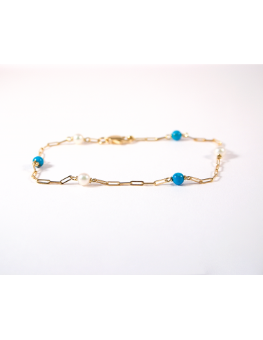 Bracelet perles blanches et turquoises s'inspire de l'anatomie humaine