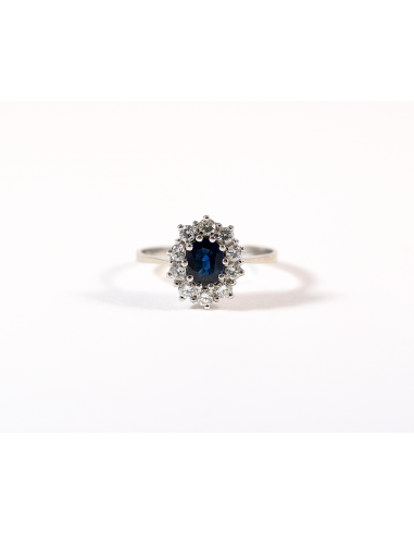 Bague marguerite saphir et diamants acheter