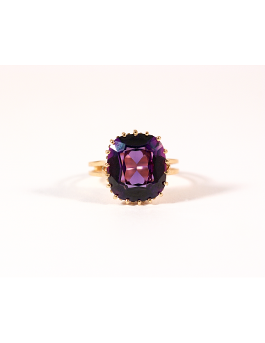 Bague or rose et pierre violette JUSQU'A -70%! 