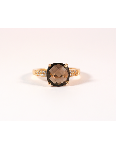 Bague quartz fumé et diamants pas chere